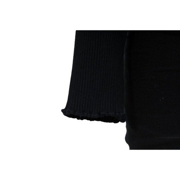 Current/Elliott Womens Ribbed Sweater Medium Navy Black Cotton Long Sleeve - Picture 6 of 12